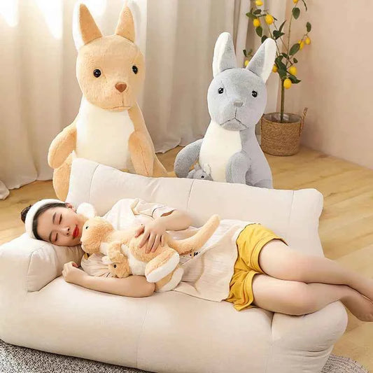 Mother & Baby Kangaroo Plush Toy – Kawaii Giant Stuffed Animal Hug Pillow
