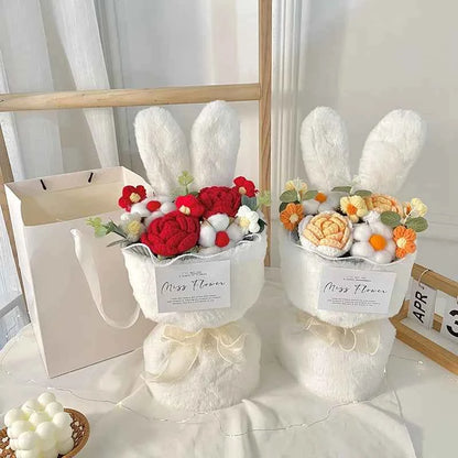 Cute Knitted Rabbit Plush Bouquet - Graduation/Valentine's Day/Birthday Gift