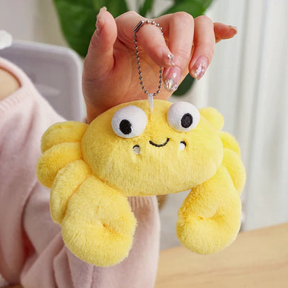 Kawaii Big Eyes Crab Plush Toy – Soft Stuffed Ocean Animal in Yellow, Pink & Blue (28–70cm)