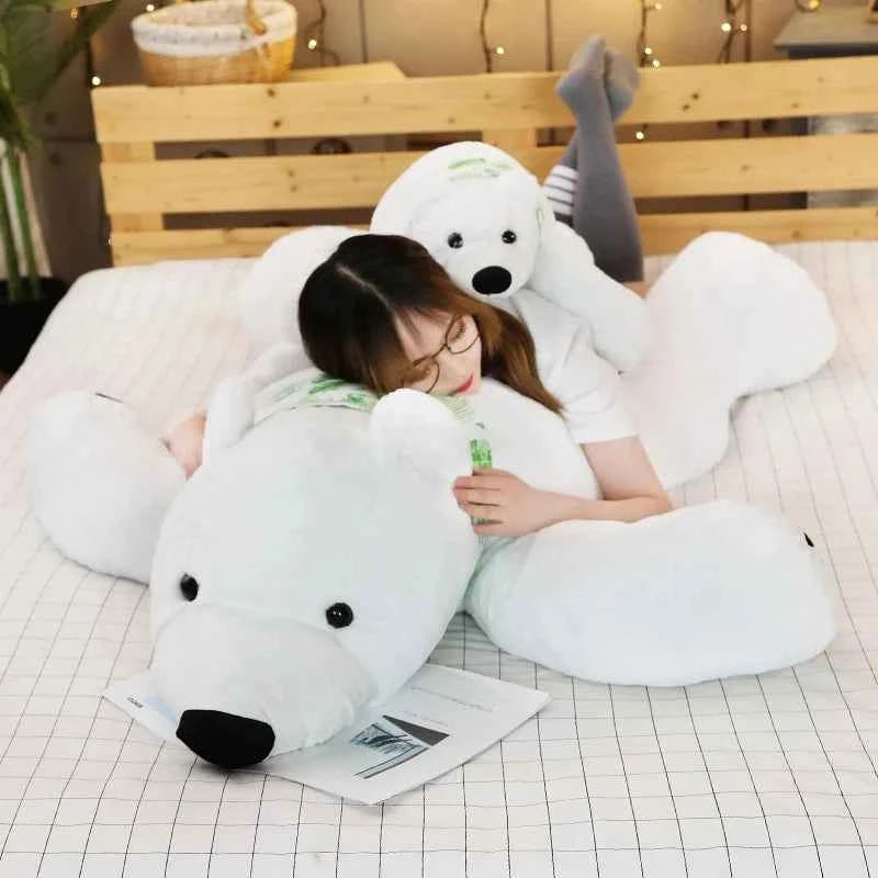 Giant Polar Bear Plush Toy (23.6-39.4 in) - Cute Cartoon Stuffed Doll Long Pillow Gift