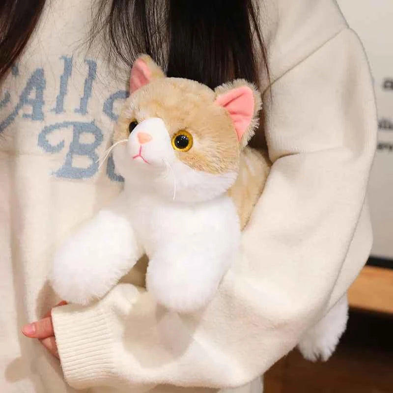 Realistic Kitten Plush Toy – Cute Sleeping Cat Stuffed Animal Pillow