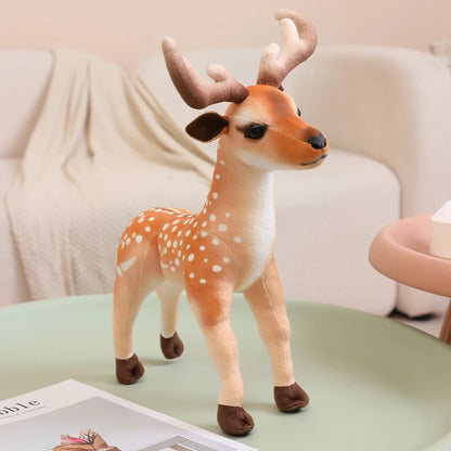 Kawaii Sika Deer Plush Doll - Soft Stuffed Lifelike Stag and Doe Animal Toy and Gift, 30cm and 40cm Stag