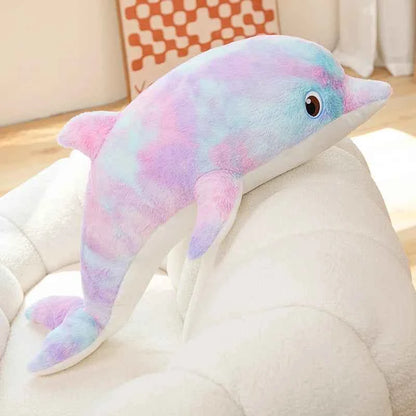 50cm/19.68in Cute Colorful Dolphin Plush Toy Soft Cartoon Model Throw Pillow Home Decoration for Boys and Girls Birthday Gifts