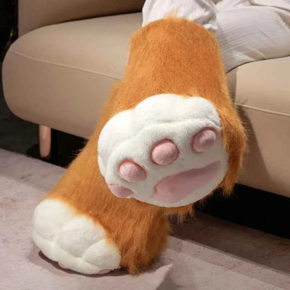 Kawaii Plush Cat Claw Mittens - Furry Fox Paws Gloves with Bird Wings for Halloween Cosplay