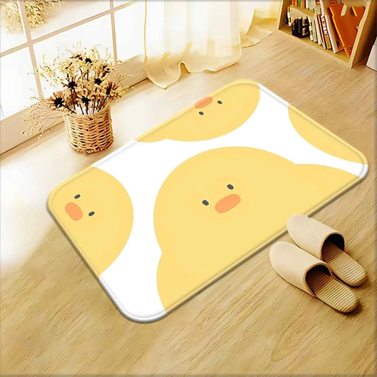 1pc Cute Yellow Duck Face Doormat Non-Slip Absorbent Rug
