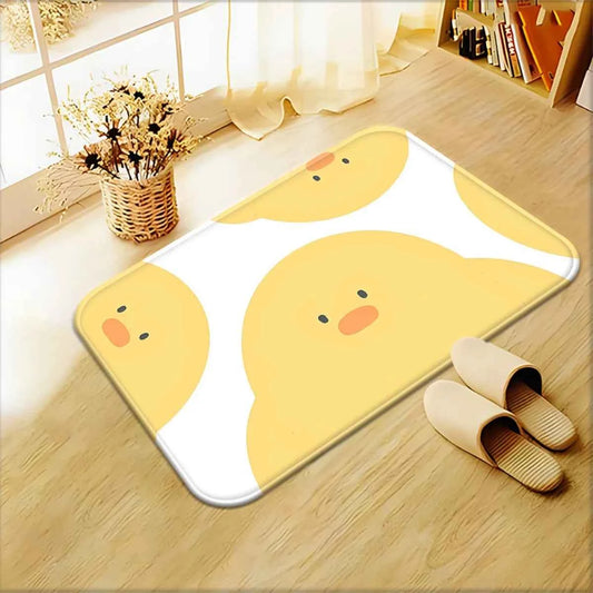 Cute Yellow Duck Face Doormat Non-Slip Absorbent Rug Yellow