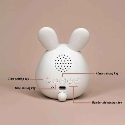 Cute Rabbit LED Digital Alarm Clock - Stepless Dimming Night Light for Kids