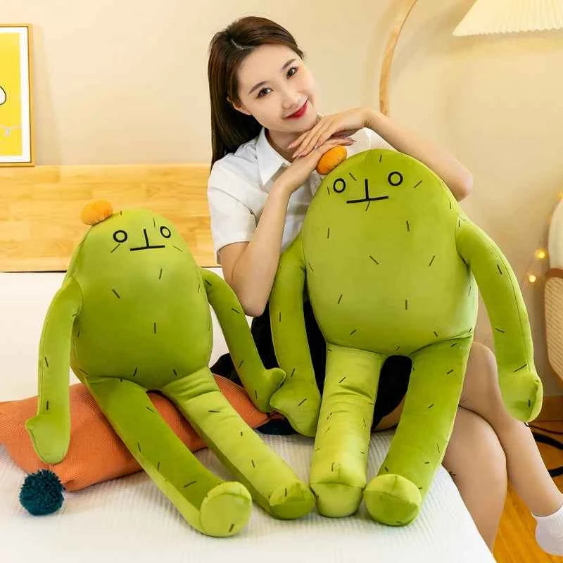 Funny Long Leg Cactus Frog Plush Toy – Cute Frog Stuffed Animal Pillow