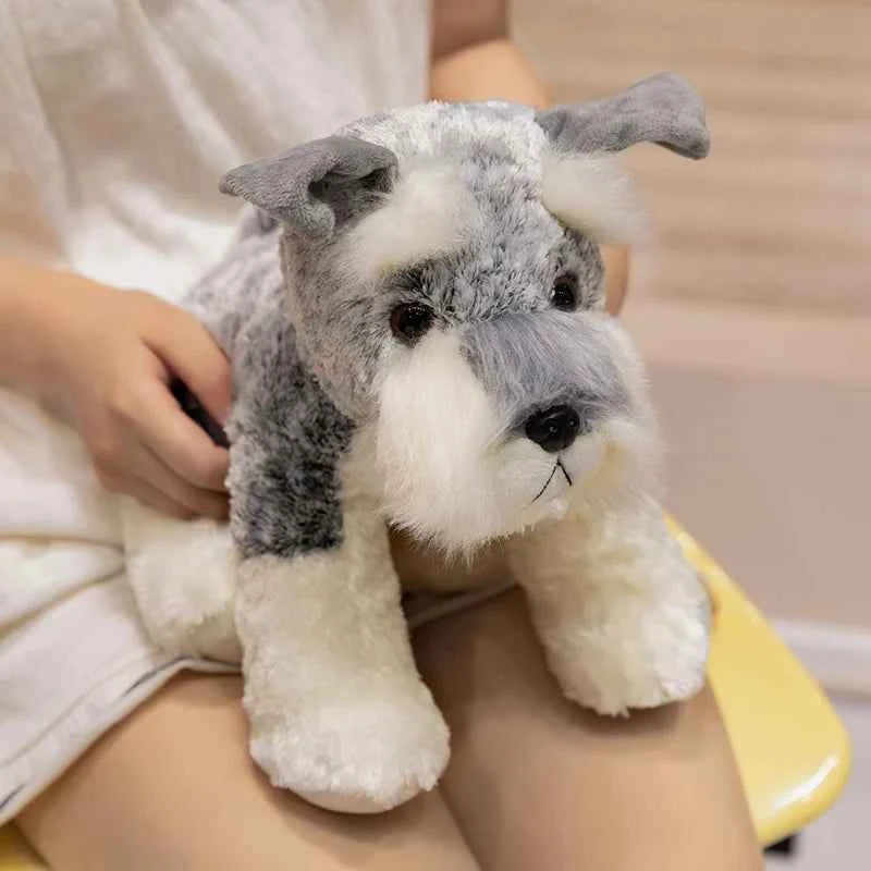 Cute Schnauzer Plush Toy – Soft Stuffed Dog Doll in Multiple Sizes