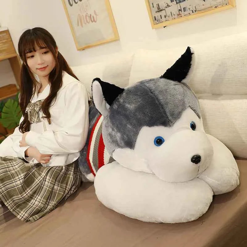 Giant Husky Plush Toy – Soft Dog Body Pillow Stuffed Animal