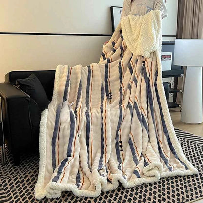 Imitation rabbit fur blanket double-sided thickened four-season blanket, super soft, lightweight and breathable living room