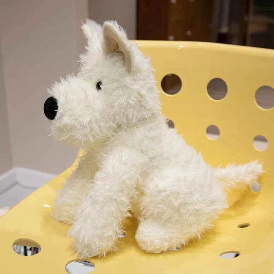 Lifelike West Highland White Terrier Plush Toy - Fluffy Real-Life Stuffed Dog Doll Gift