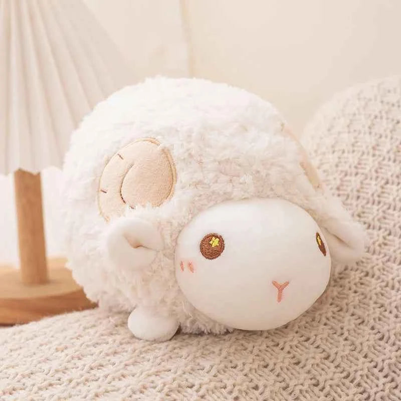 23cm Sweet Lamb Doll Plush Toy White Pink Green Sheep Cartoon Stuff Animal Plushie Peluche Head Pillow Decor Gift