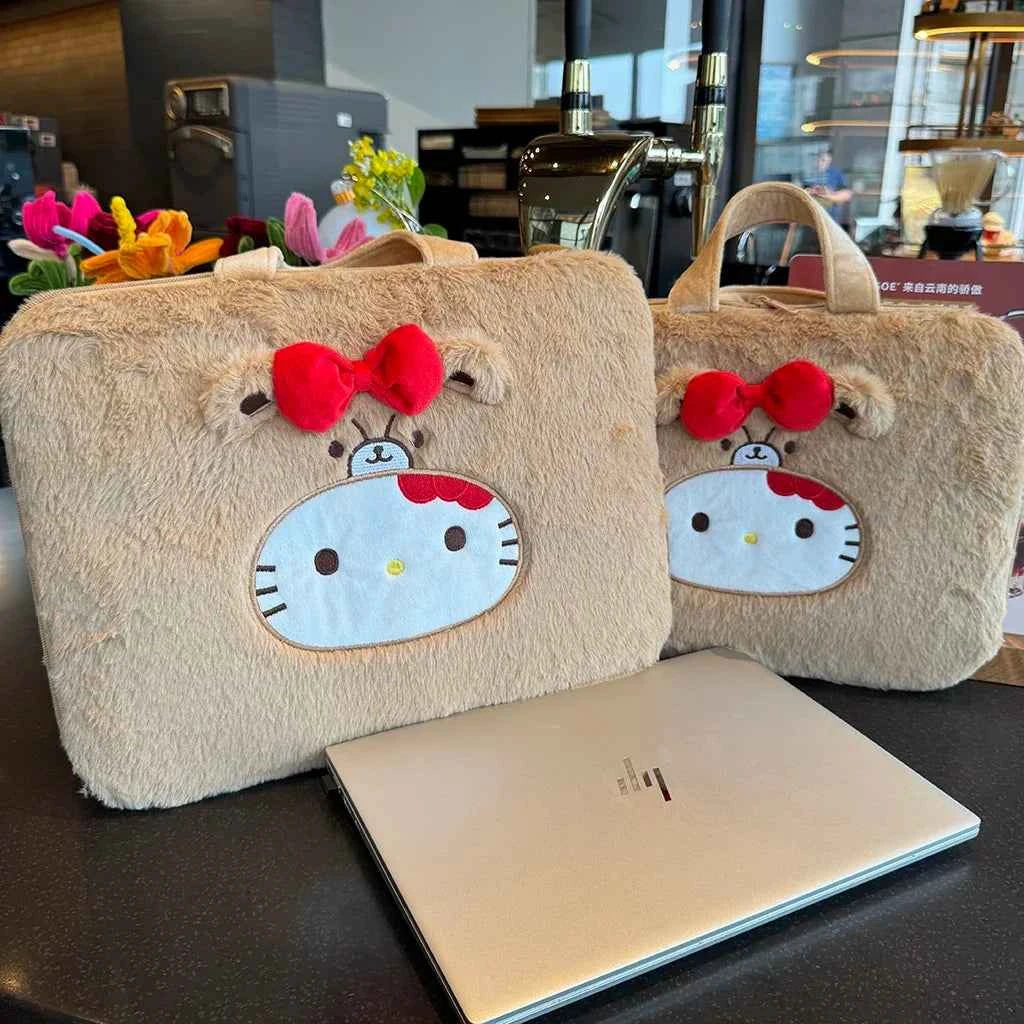 Hello Kitty Plush Laptop Bag with Handle - Protective Case for Notebook Computer (13-16 inches)