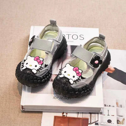 Hello Kitty Girl Shoes Princess My Melody Sanrios New Summer Fashion Soft Bottom Child Sports Sandals Hollow Single Sandals