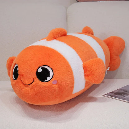 Kawaii Clown Fish Plush Toy – Cute Orange Fish Stuffed Animal Pillow Orange