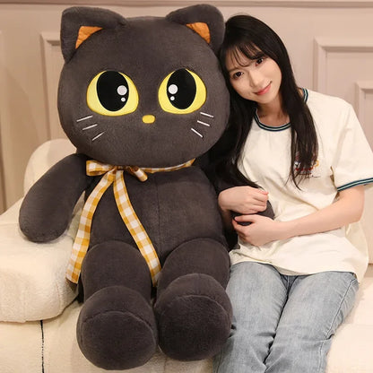 Kawaii Cat Plush Pillow – Soft Stuffed Cartoon Cat Sofa Cushion Doll (3 Colors, 60–100cm)
