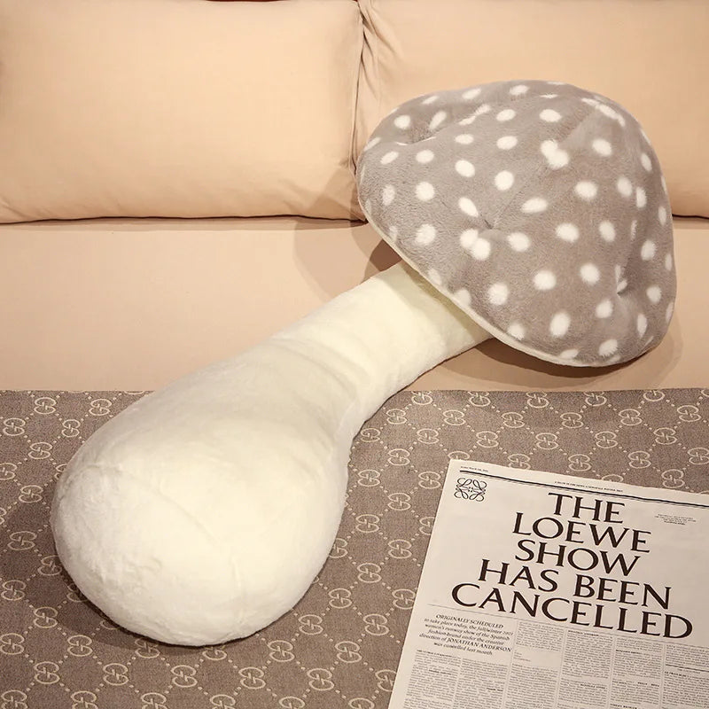 Giant Mushroom Plush Pillow – Huggable Plant Cushion for Sofa & Floor Gray