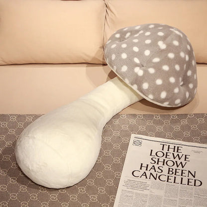 Giant Mushroom Plush Pillow – Huggable Plant Cushion for Sofa & Floor Gray