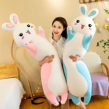 Giant Pink Rabbit Plush Pillow – Soft Bunny Body Cushion