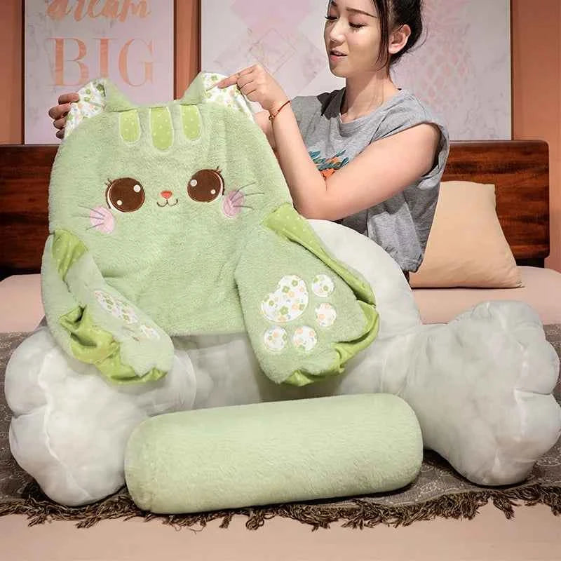 Kawaii Cat Triangle Backrest Plush Pillow - Stuffed Sofa Cushion Hug Pillow Room Decor Gift, 3 Colors and 2 Sizes