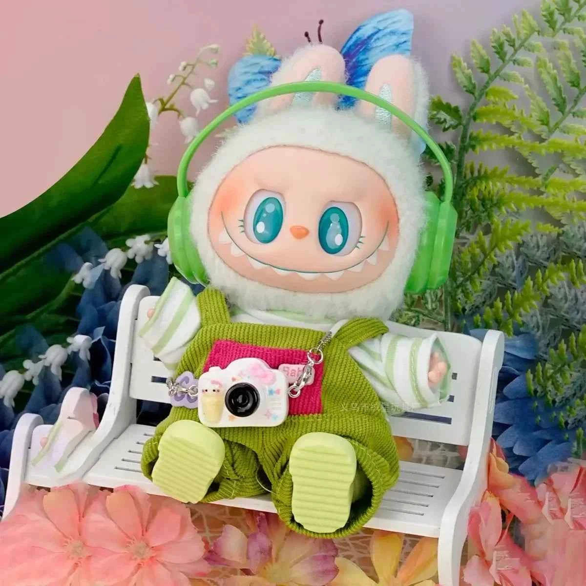 For Labubu V1 V2 v3 Cute Doll Clothes Fashion Sweater Outfit Accessories Sitting Party Pink White Striped Sweater Cup Clothing