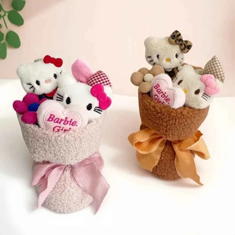 Hello Kitty Plush Bouquet (9.4 in) - Cute Anime Stuffed Doll Collectible Gift