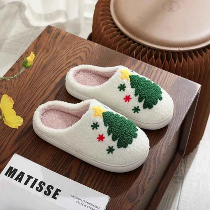 Lovely Winter Christmas Plush Slides - Unisex Non-slip Warm Flat Indoor Shoes