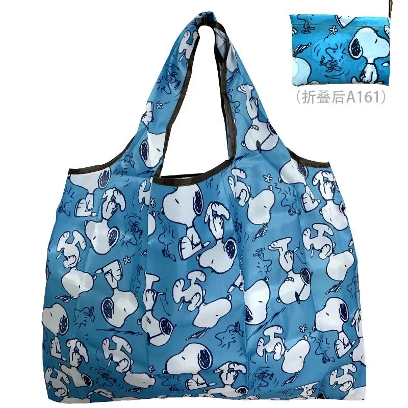 Snoopy Reusable Shopping Bag – Large Capacity Foldable Tote D 20.9 × 15.7 × 10.2 inches (53 × 40 × 26 cm)