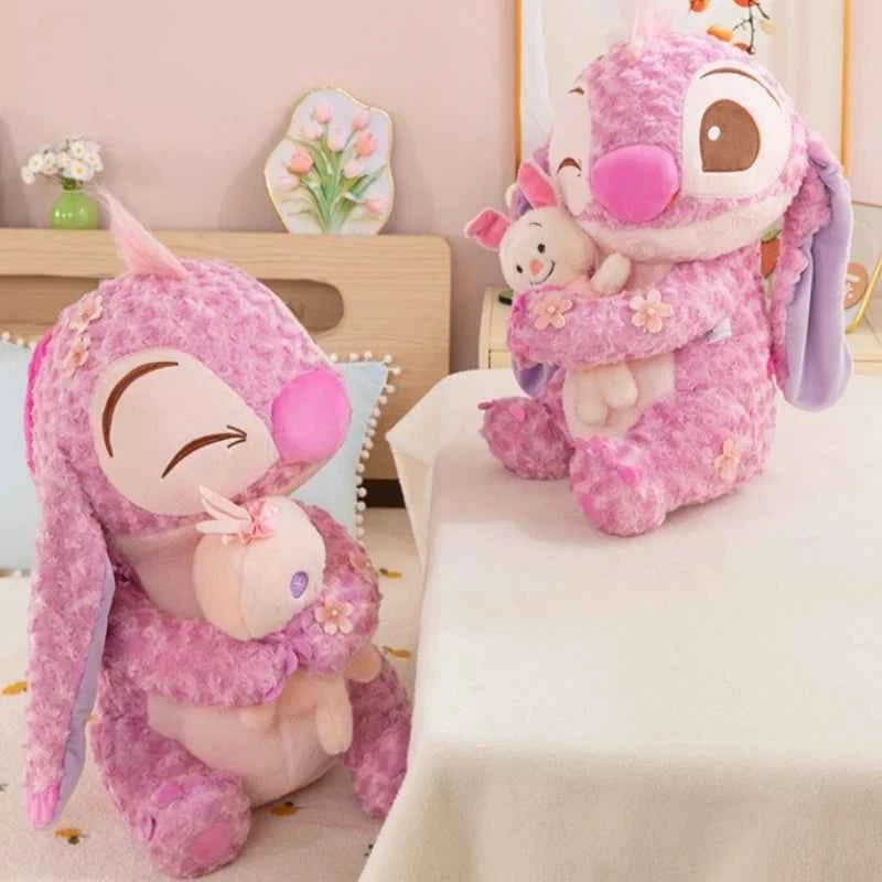 Blue and Pink Rose Fluff Stitch Plush Toy - Soft Curly Stuffed Doll ...
