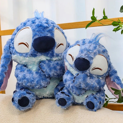 Blue and Pink Rose Fluff Stitch Plush Toy - Soft Curly Stuffed Doll