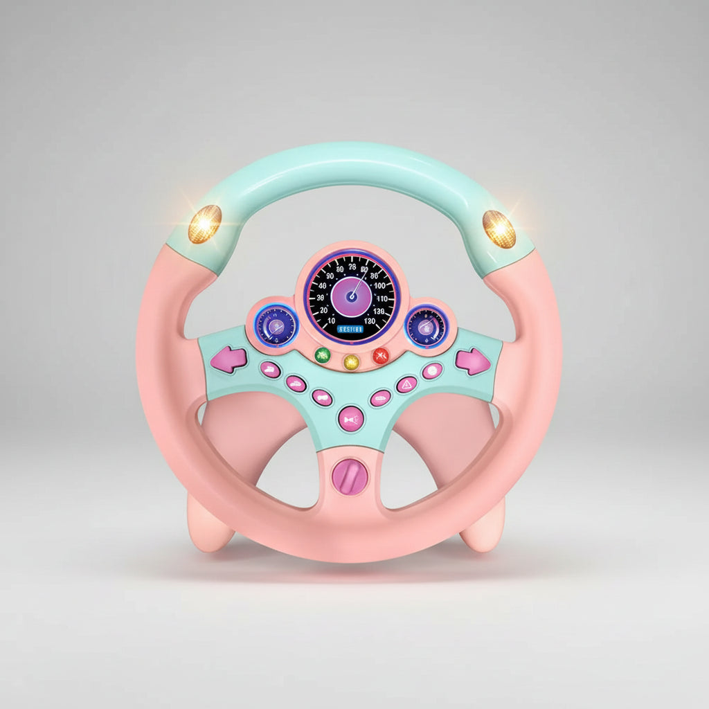 Kawaii Kids Steering Wheel Toy – Educational Baby Driving Toy with Light, Sound & Traffic Signals Without retail box