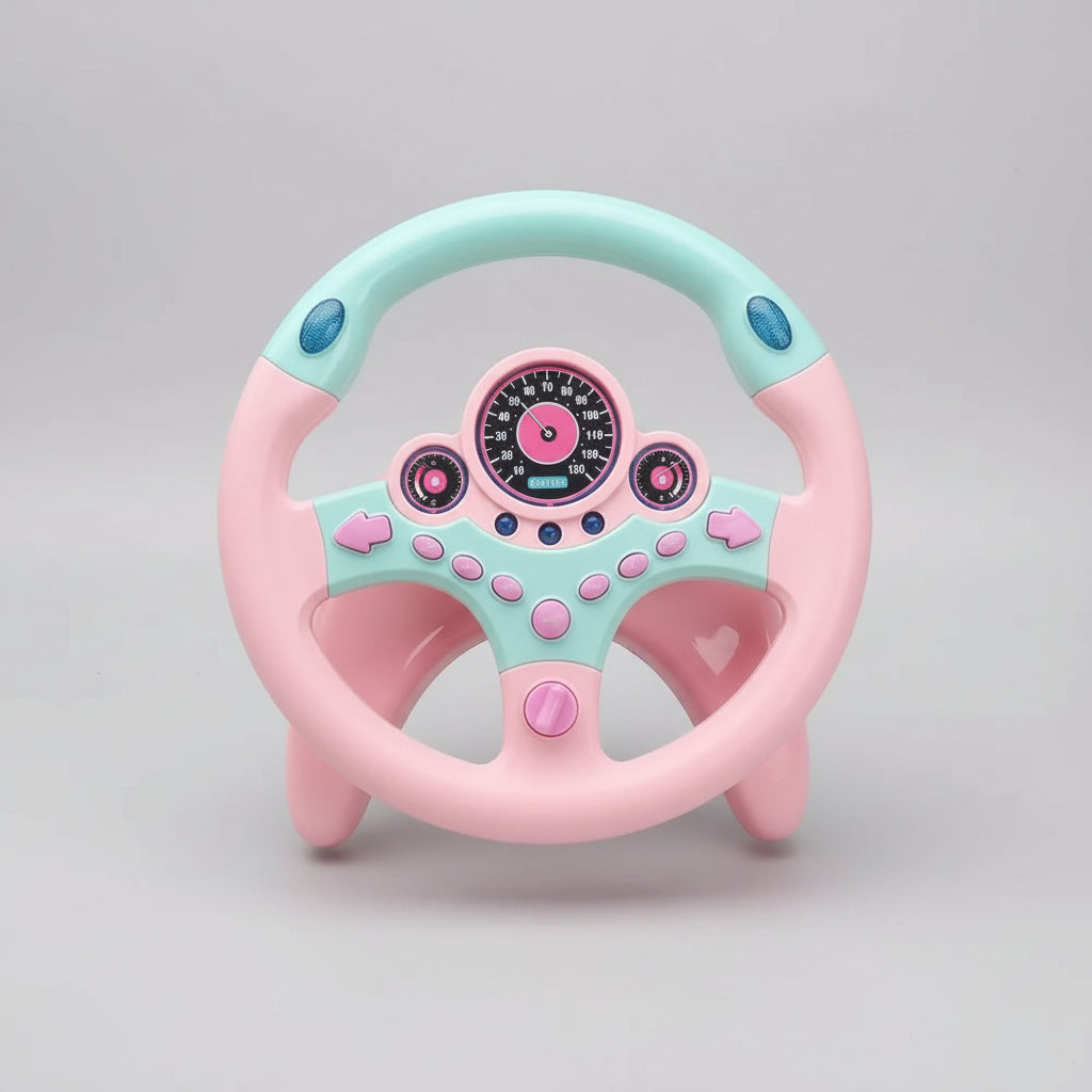 Kawaii Kids Steering Wheel Toy – Educational Baby Driving Toy with Light, Sound & Traffic Signals