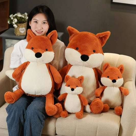 Kawaii Fluffy Fox Plush Toy – Soft Stuffed Cartoon Fox Sofa Pillow & Valentine’s Gift (35–90cm)