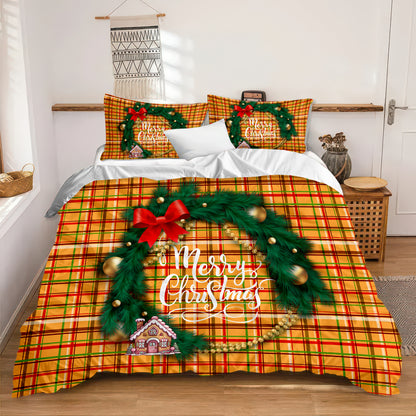 Christmas Plaid Bedding Set - Merry Christmas Duvet Cover & Pillowcases (US Sizes)