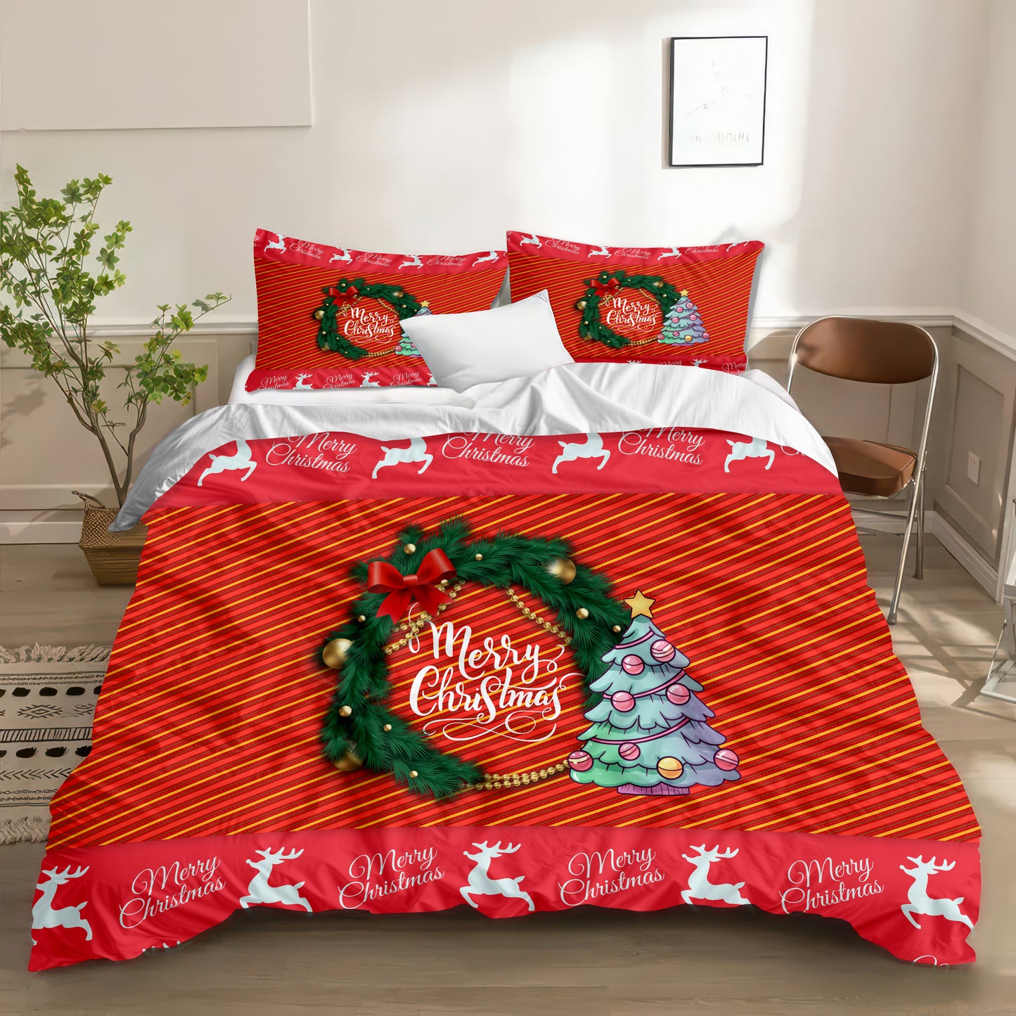 Christmas Plaid Bedding Set - Merry Christmas Duvet Cover & Pillowcases (US Sizes)