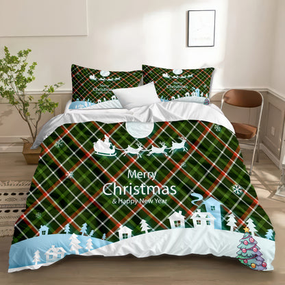 Christmas Plaid Bedding Set - Merry Christmas Duvet Cover & Pillowcases (US Sizes)