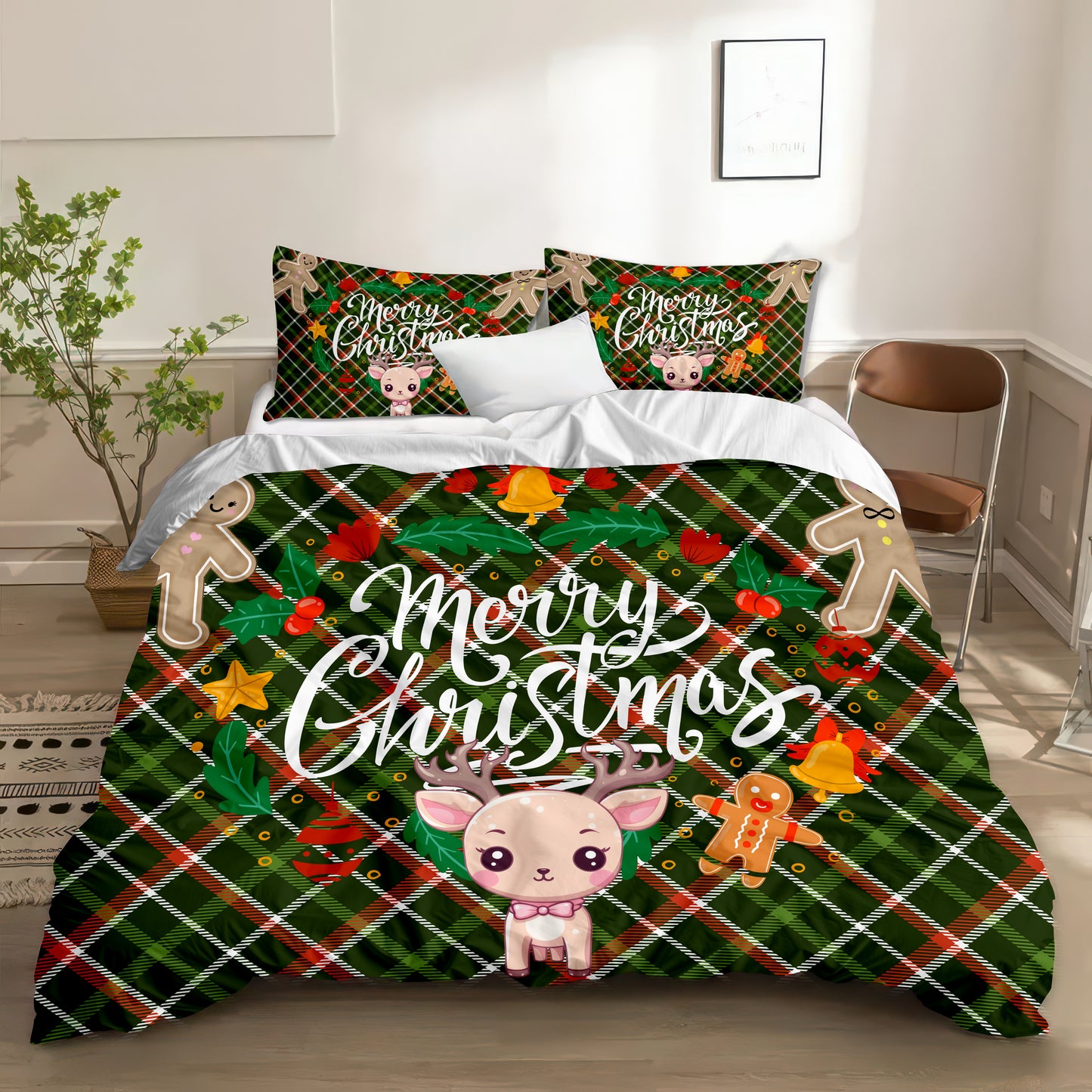 Christmas Plaid Bedding Set - Merry Christmas Duvet Cover & Pillowcases (US Sizes)