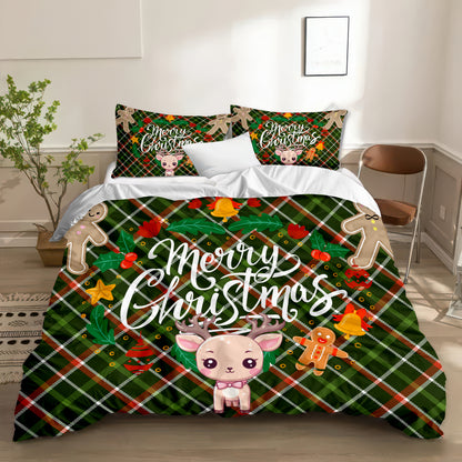 Christmas Plaid Bedding Set - Merry Christmas Duvet Cover & Pillowcases (US Sizes)