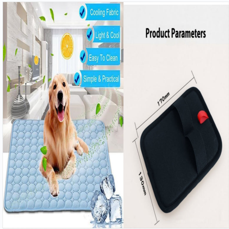 Pet Dog Cat Ice Silk Cold Nest Pad For Cooling In Summer Blue set