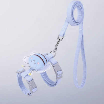 adjustable cartoon bee cat harness and leash set double layer pet vest