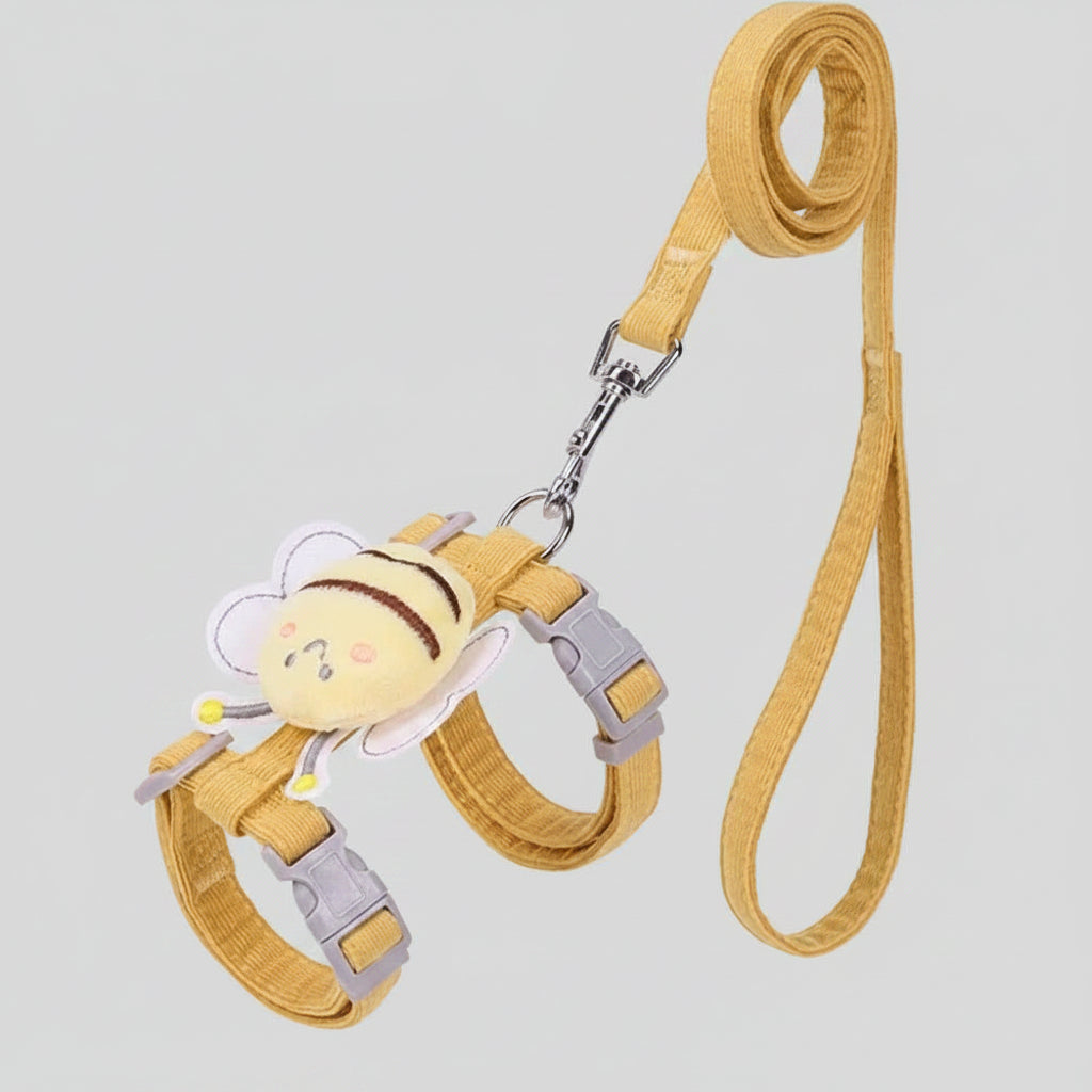 adjustable cartoon bee cat harness and leash set double layer pet vest