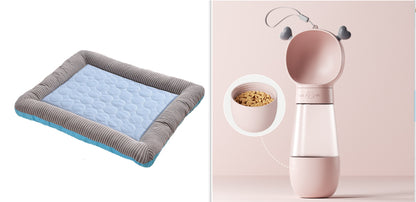 Pet Cooling Pad Bed For Dogs Cats Puppy Kitten Cool Mat Pet Blanket Ice Silk Material Soft For Summer Sleeping Blue Breathable Blue set2 L