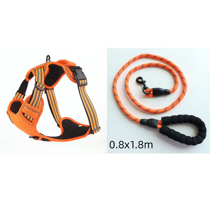 Dog Harness No Pull Breathable Reflective Pet Harness Vest Orange set S