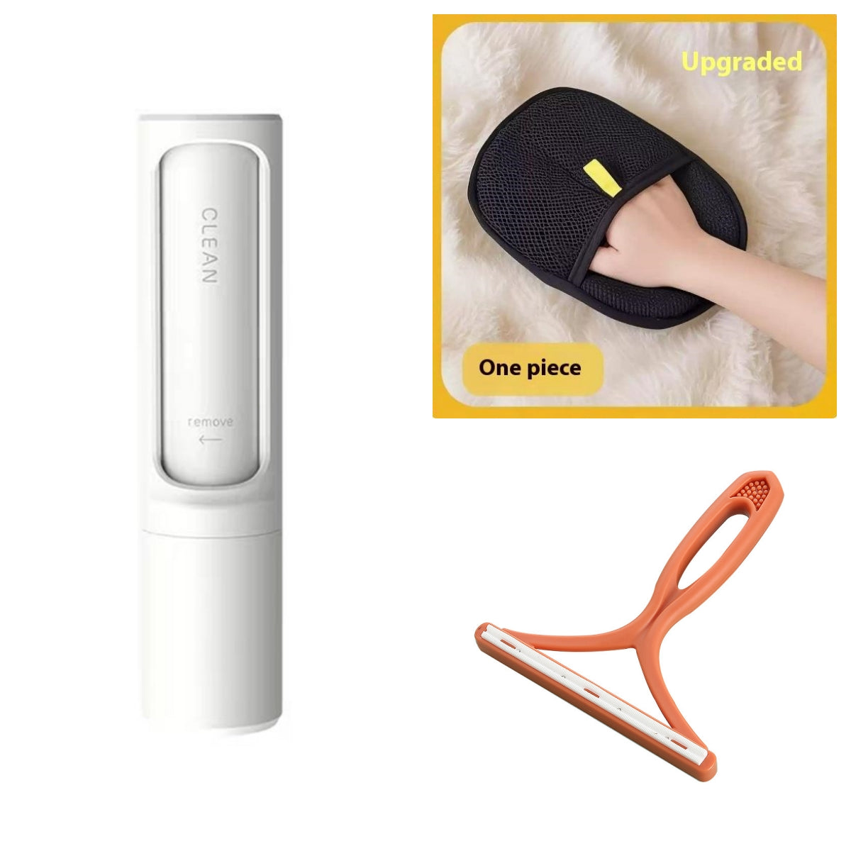 2-1 Reusable Pet Hair Remover Brush Lint Roller Portable Effective Self Cleaning Tool for Cat Dog Fur Hair Dust Removal Brush White Set