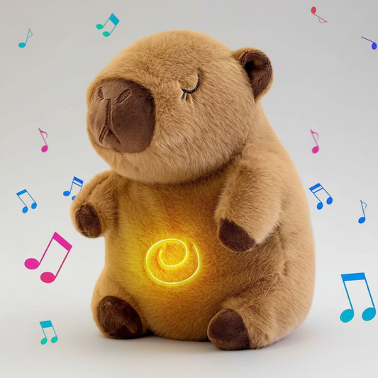Breathing Capybara Plush Toy with Rhythmic Lights – Musical Stuffed Animal Gift Brown 32cm (12.5")