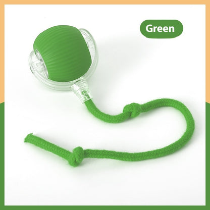 Interactive Cat Toy Ball Super Drive Cat Rolling Ball With Rope Style Green