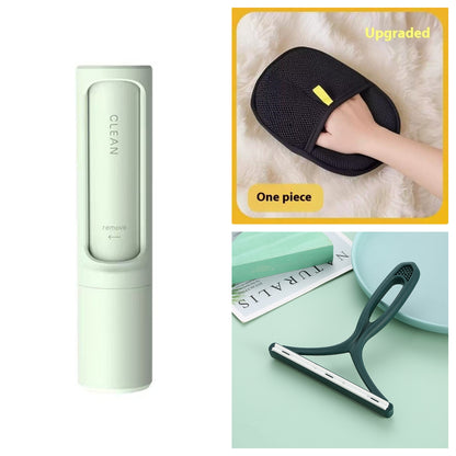 2-1 Reusable Pet Hair Remover Brush Lint Roller Portable Effective Self Cleaning Tool for Cat Dog Fur Hair Dust Removal Brush Green Set