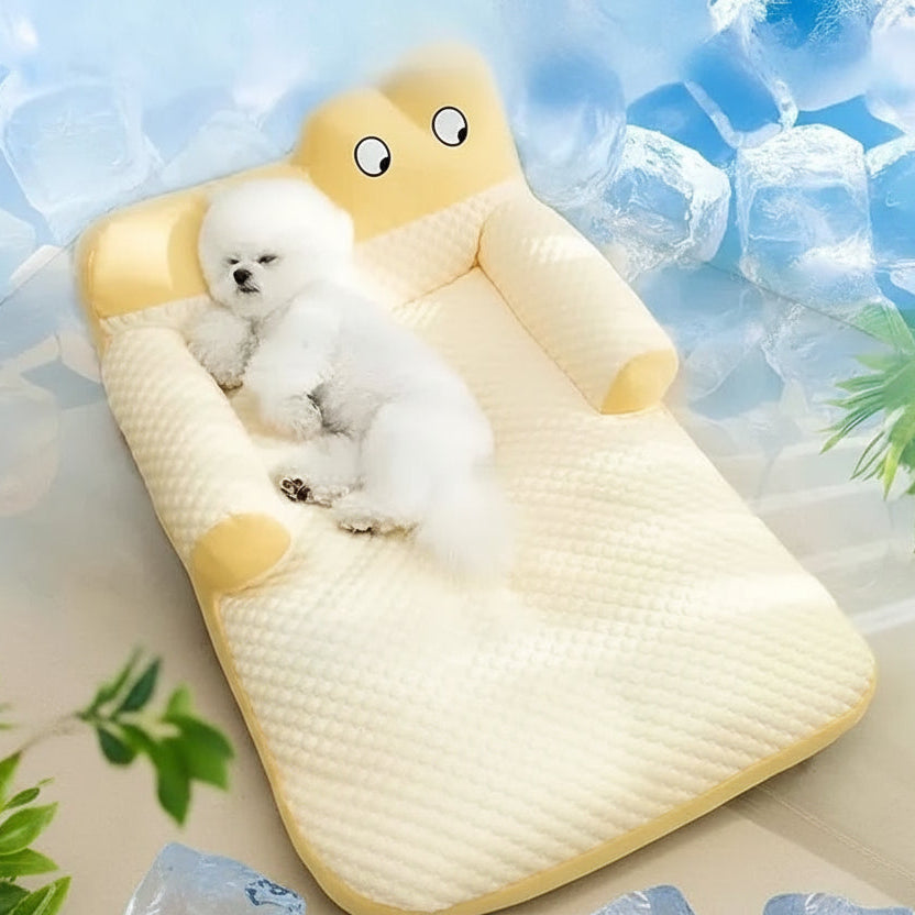 cooling pet sofa bed breathable ice silk dog cat cushion washable removable cover