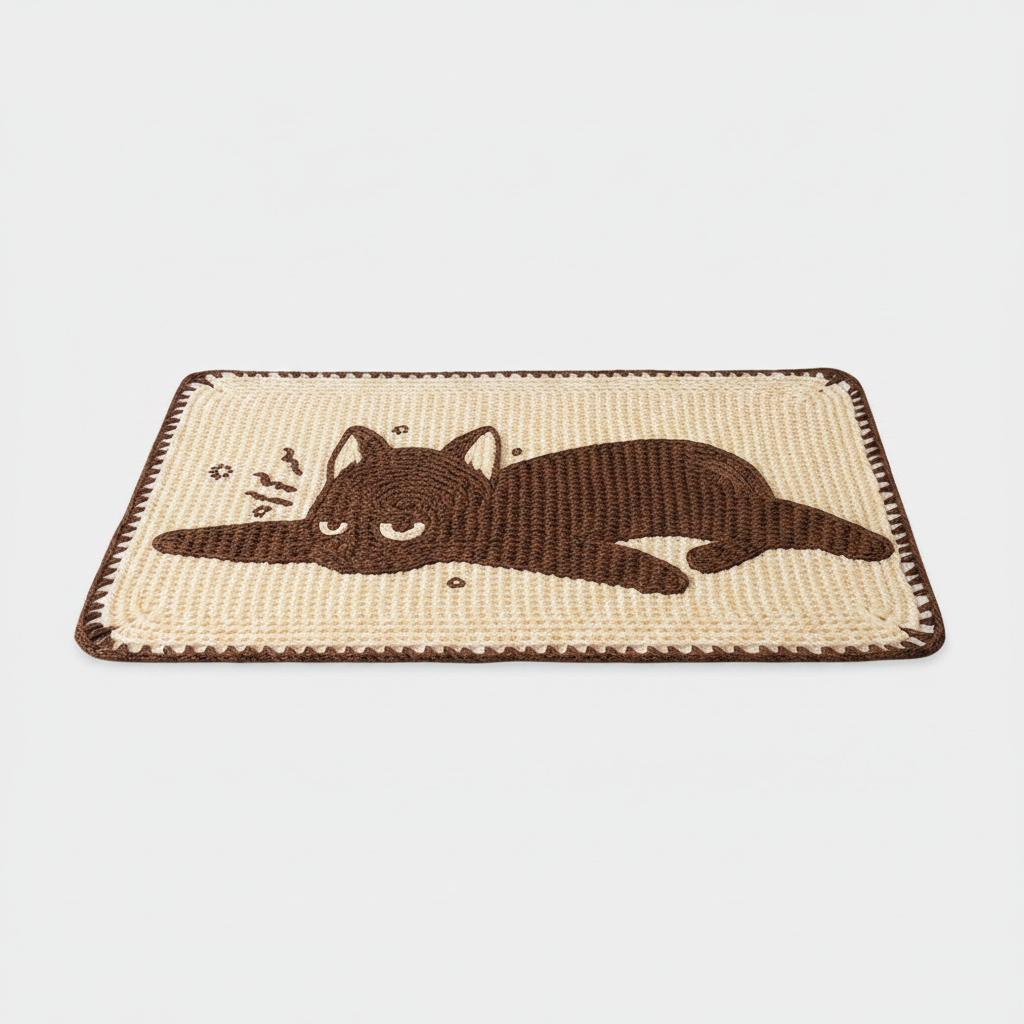 Cute Cartoon Cat Floor Mat – Soft Non-Slip Rug for Bedroom and Living Room